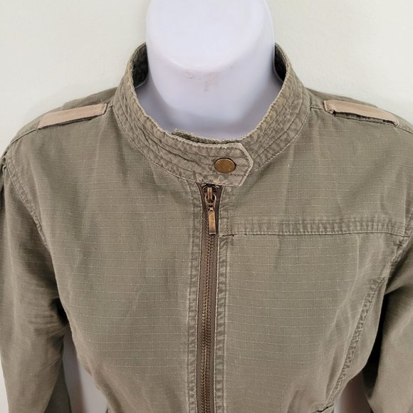 Nick Mo Anthropologie M Green Army Military Lightweight Full Zip Cropped‎ Jacket - Picture 10 of 11